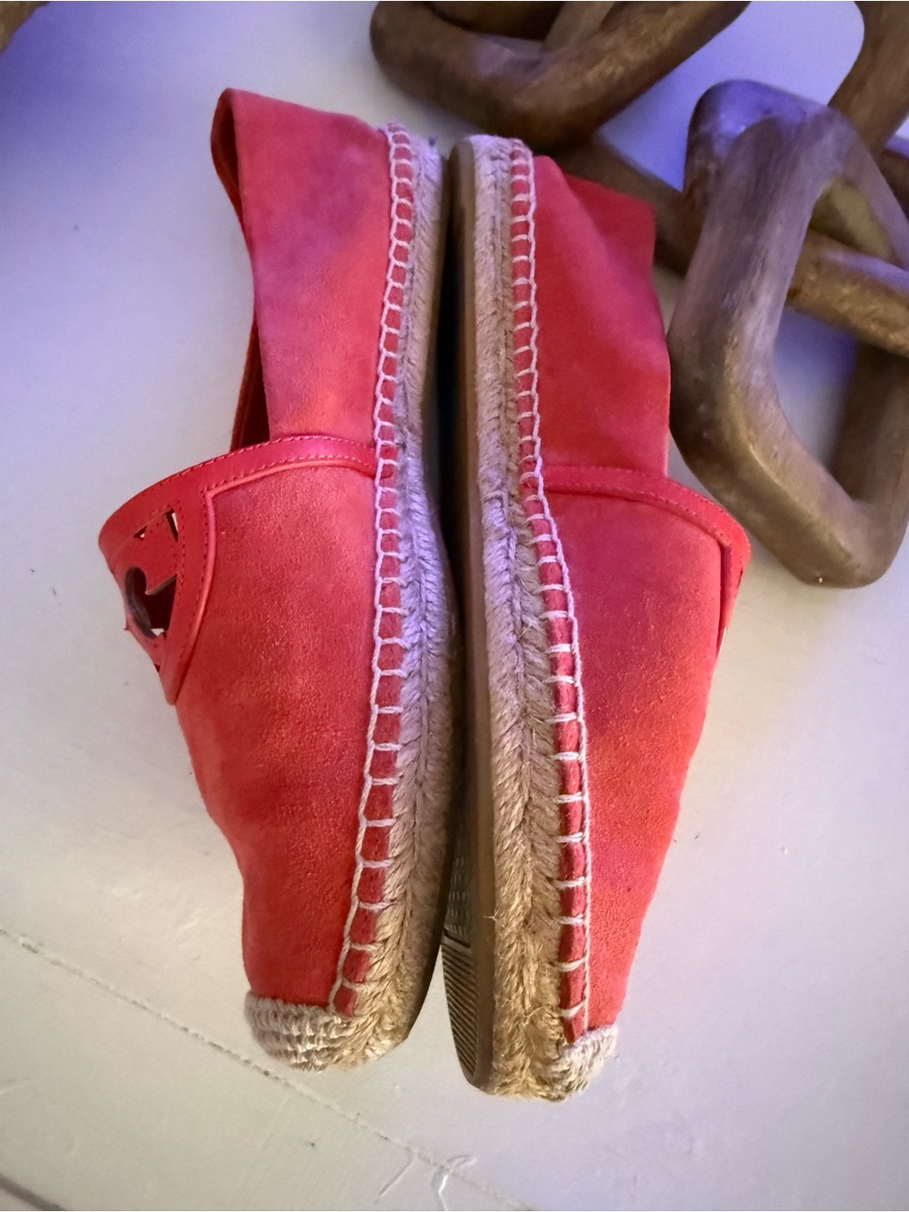 ($225) TORY BURCH Sydney Orange Suede Espadrille Flats 10 - Picture 8 of 13